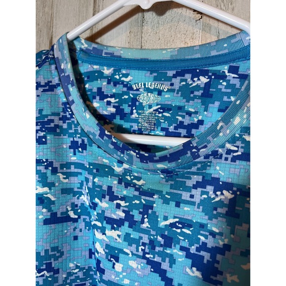 Reel Legends Mens Blue Camo Short Sleeve Shirt L - Picture 2 of 3